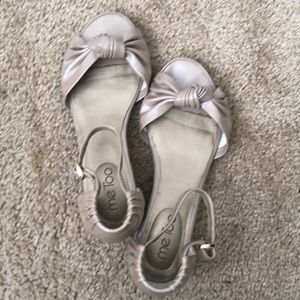 Me Too sandals shiny tan with ankle strap